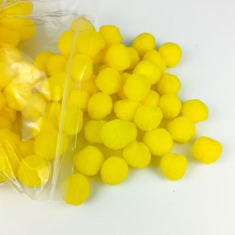 FKEYTO 200 Pieces Pom Poms, 1 Inch Craft Pom Poms, Fuzzy Pompom Puff Balls for DIY Arts, Crafts Projects, Home Decorations (Yellow) - Image 4